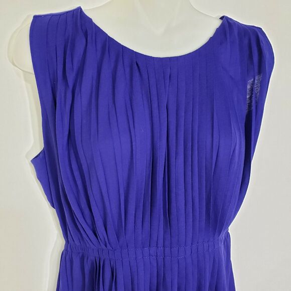 J.CREW Womens Top Sz XS Blue Accordion Pleated Tank Sleeveless Peplum Round Neck - Picture 3 of 8